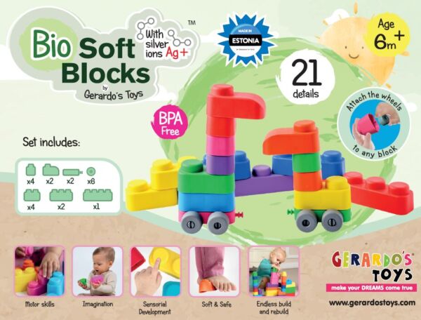 GT3101 Soft blocks set with wheels 21 pcs GT3101 Soft blocks set with wheels 21 pcs
