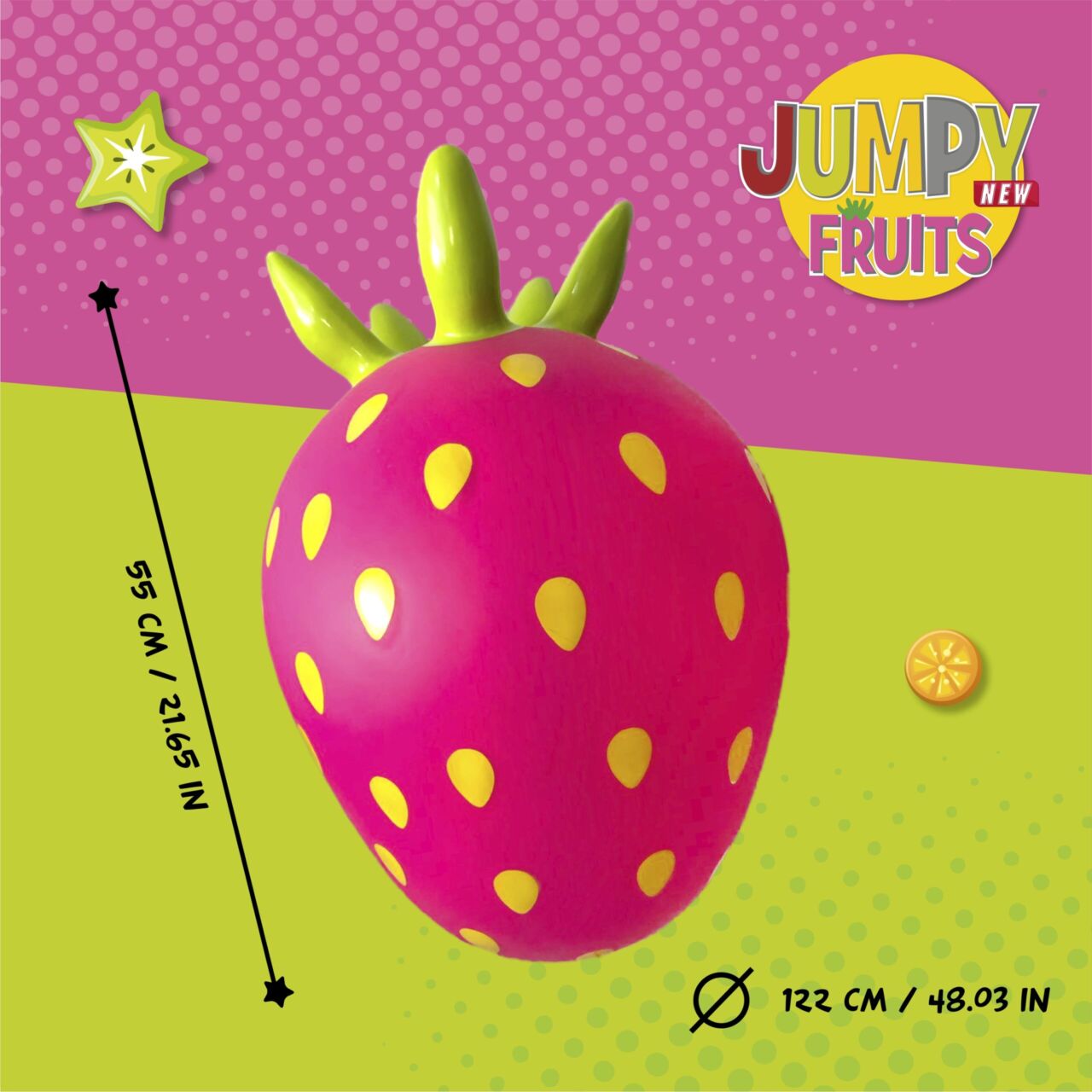 GT69392 Jumpy Fruits dark pink Strawberry | Gerardo's Toys